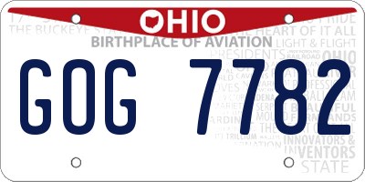 OH license plate GOG7782