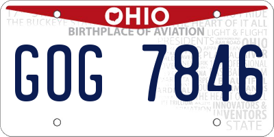 OH license plate GOG7846