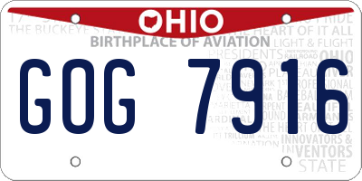 OH license plate GOG7916