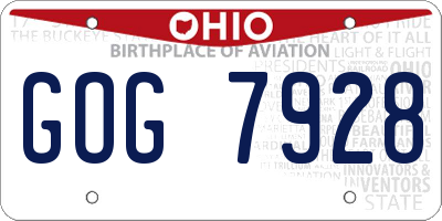 OH license plate GOG7928