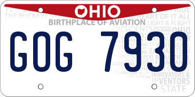 OH license plate GOG7930