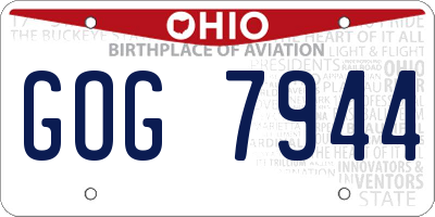 OH license plate GOG7944