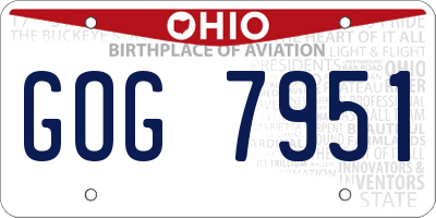 OH license plate GOG7951