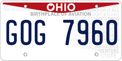 OH license plate GOG7960