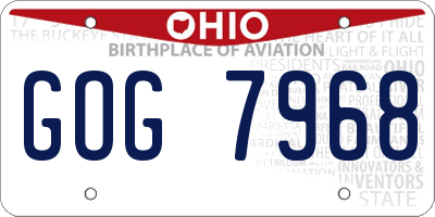 OH license plate GOG7968