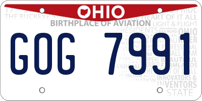 OH license plate GOG7991