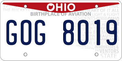 OH license plate GOG8019