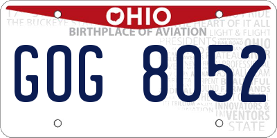 OH license plate GOG8052