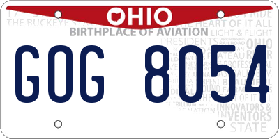OH license plate GOG8054
