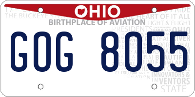 OH license plate GOG8055