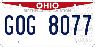 OH license plate GOG8077