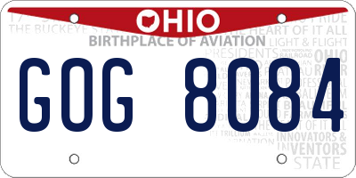 OH license plate GOG8084