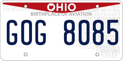 OH license plate GOG8085