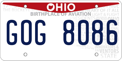 OH license plate GOG8086