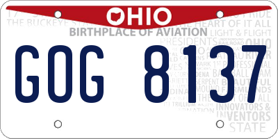 OH license plate GOG8137