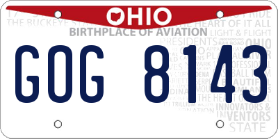 OH license plate GOG8143