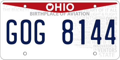 OH license plate GOG8144