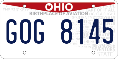 OH license plate GOG8145