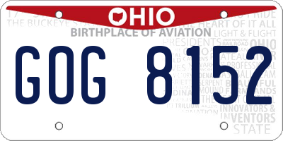 OH license plate GOG8152