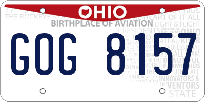 OH license plate GOG8157