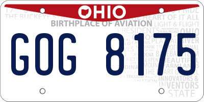OH license plate GOG8175