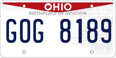 OH license plate GOG8189