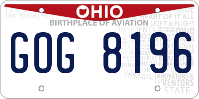 OH license plate GOG8196
