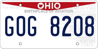 OH license plate GOG8208