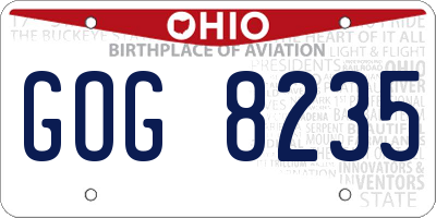 OH license plate GOG8235