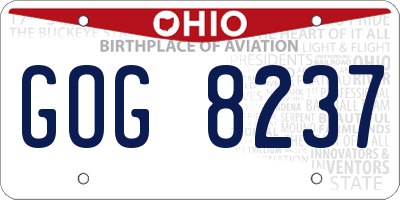 OH license plate GOG8237