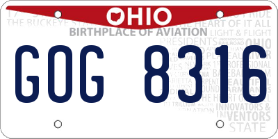 OH license plate GOG8316