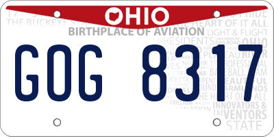 OH license plate GOG8317
