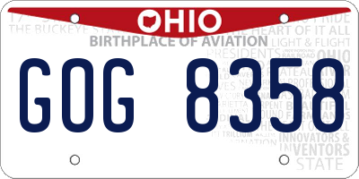 OH license plate GOG8358