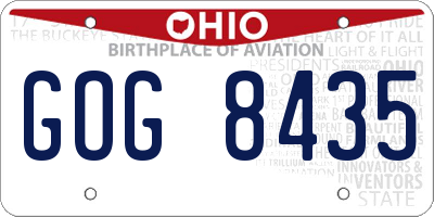 OH license plate GOG8435
