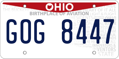 OH license plate GOG8447