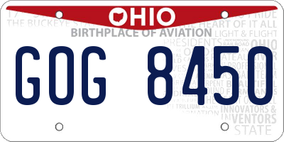 OH license plate GOG8450