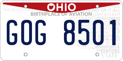 OH license plate GOG8501