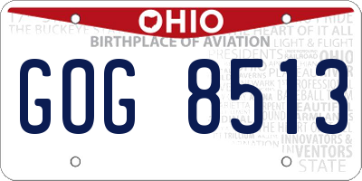 OH license plate GOG8513