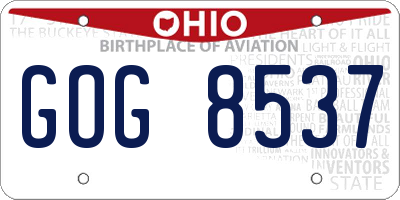 OH license plate GOG8537