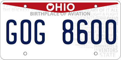OH license plate GOG8600