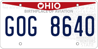 OH license plate GOG8640