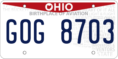 OH license plate GOG8703