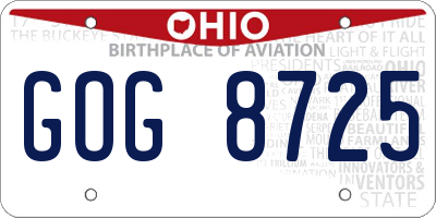 OH license plate GOG8725