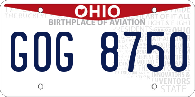 OH license plate GOG8750