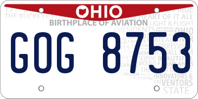 OH license plate GOG8753
