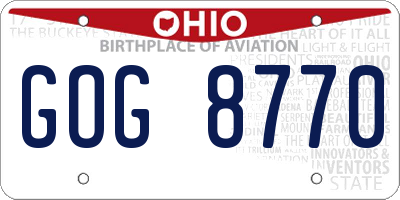 OH license plate GOG8770