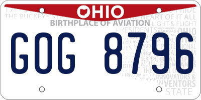 OH license plate GOG8796