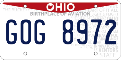 OH license plate GOG8972