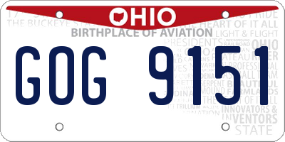 OH license plate GOG9151