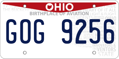 OH license plate GOG9256